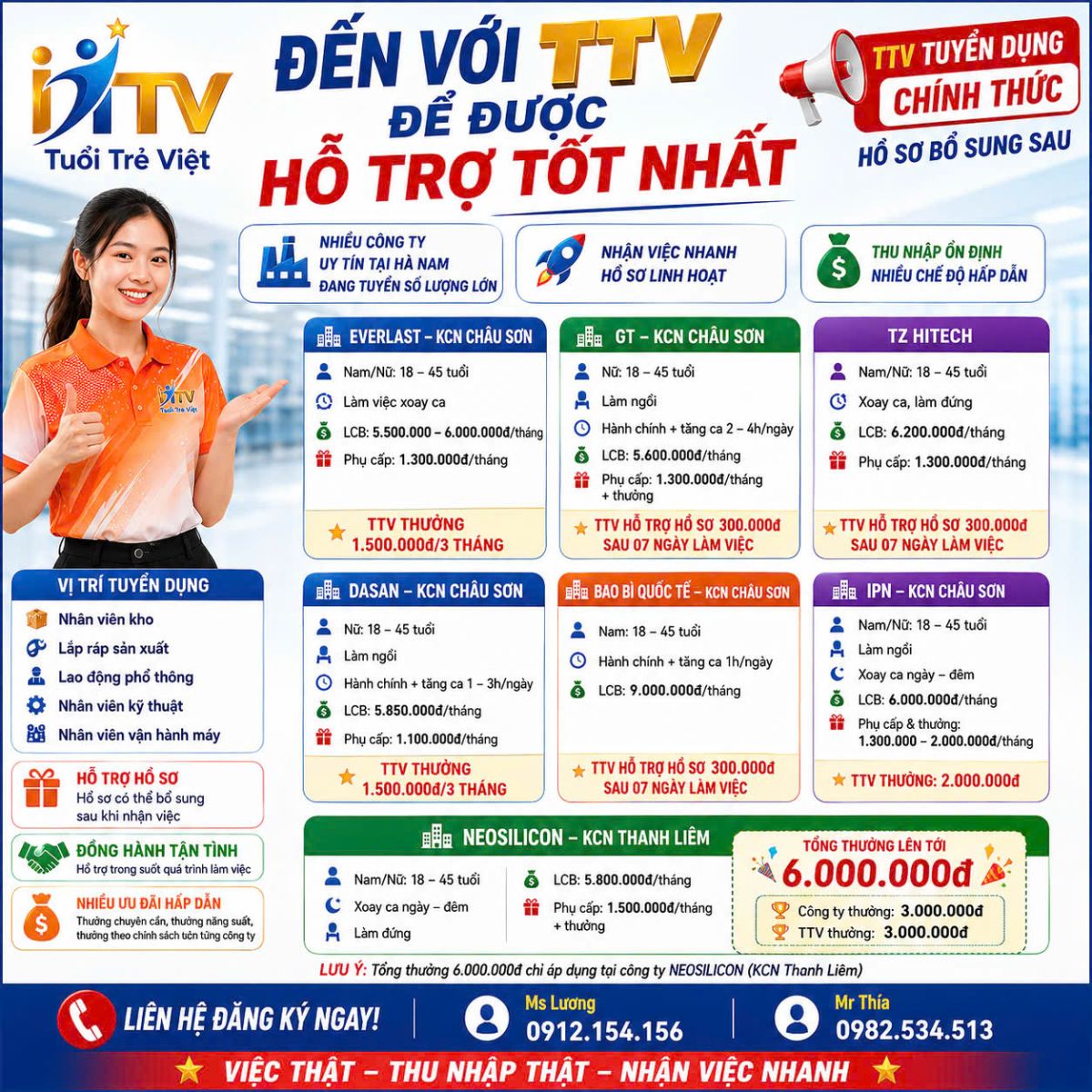 Việc Làm Châu Sơn Hà Nam Mới Nhất 2026 – Tuyển Dụng Số Lượng Lớn Tại KCN Châu Sơn, Nhận Việc Nhanh Qua Tuổi Trẻ Việt
