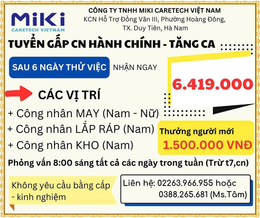 Tuyển công nhân lắp ráp